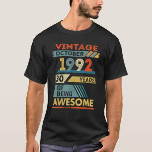 30 Year Old  30th Birthday Vintage October 1992 T-Shirt