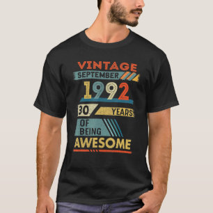 30 Year Old  30th Birthday Vintage September 1992 T-Shirt