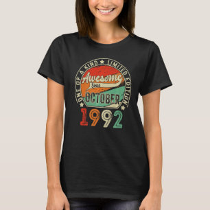 30 Year Old Awesome Since October 1992 30th Birth T-Shirt