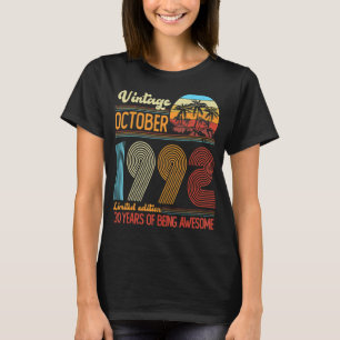 30 Year Old  Awesome Since October 1992 30th Birth T-Shirt