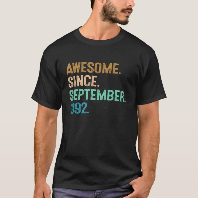 30 Year Old  Awesome Since September 1992 30th Bir T-Shirt (Front)