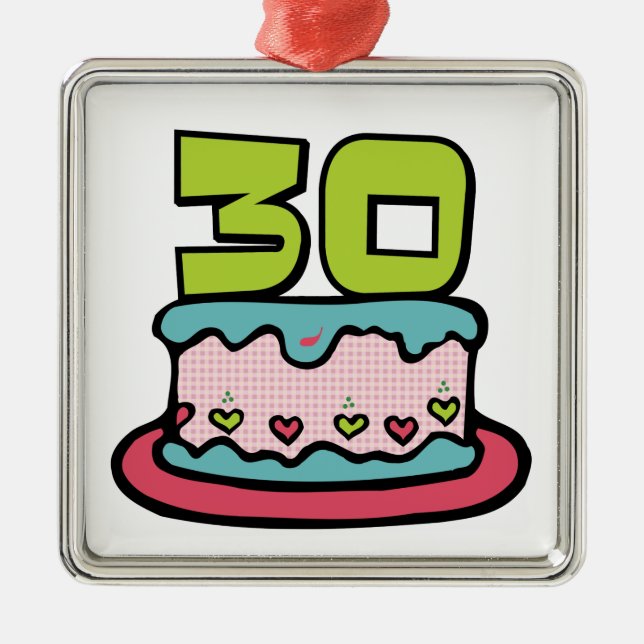 30 Year Old Birthday Cake Metal Tree Decoration (Front)