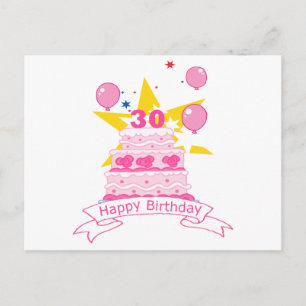 30 Year Old Birthday Cake Postcard