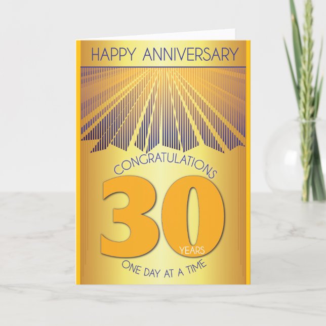 30 Year Sober Anniversary | Golden Ray 12 Step  Card (Front)