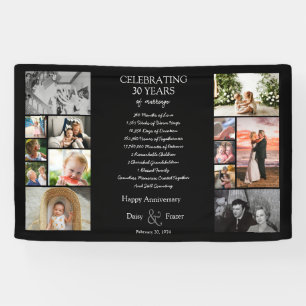 30 year wedding anniversary photo collage editable banner