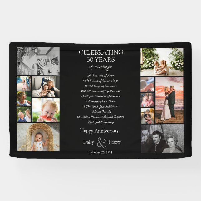 30 year wedding anniversary photo collage editable banner (Horizontal)