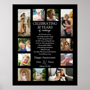 30 year wedding anniversary photo collage editable poster