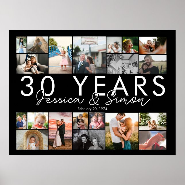 30 year wedding anniversary photo collage editable poster (Front)