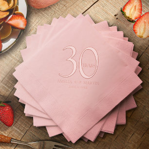 30 years 30th wedding anniversary name and dates foil napkins