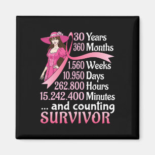 30 Years 360 Months And Counting Breast Cancer Sur Magnet
