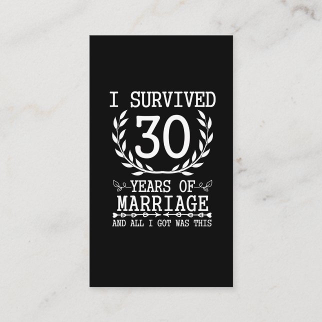 30 Years Husband Wife 30th Wedding Anniversary Business Card (Front)