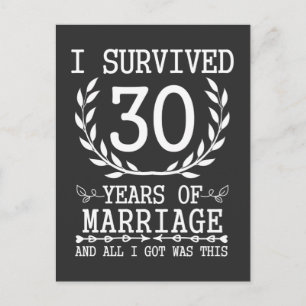 30 Years Husband Wife 30th Wedding Anniversary Postcard