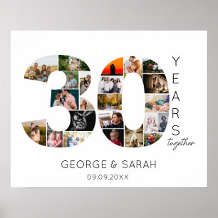 30 Years Married Photo Collage Wedding Anniversary Poster