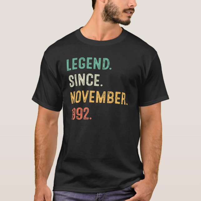 30 Years Old  30th Bday Men Legend Since November  T-Shirt (Front)