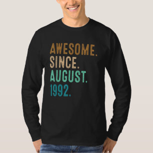 30 Years Old Awesome Since August 1992 30th Birth T-Shirt