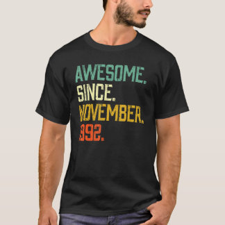 30 Years Old   Awesome Since November 1992 30th Bi T-Shirt