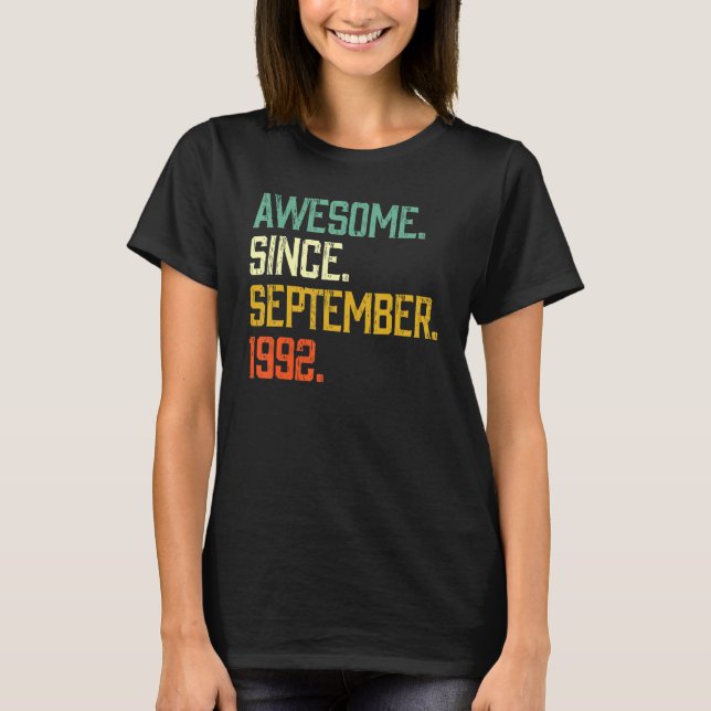 30 Years Old  Awesome Since September 1992 30th Bi T-Shirt (Front)