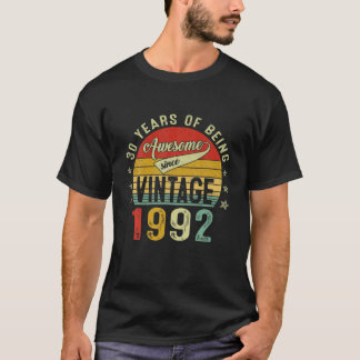 30 Years Old Awesome Vintage 1992 Retro 30Th Birth T-Shirt