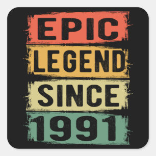 30 Years Old Bday 1991 Epic Legend 30th Birthday Square Sticker
