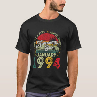 30 Years Old January 1994 Vintage Retro 30th Birth T-Shirt