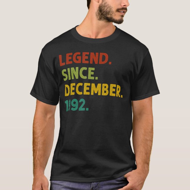 30 Years Old  Legend Since December 1992 30th Birt T-Shirt (Front)