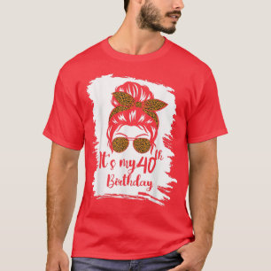 30 Years Old Messy Bun Leopard Its My 30th Birthda T-Shirt