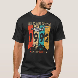 30 Years Old Retro Vintage August 1992  30th Birth T-Shirt