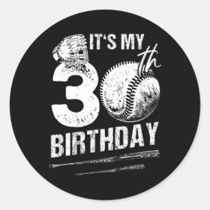 30 Years Old Vintage Baseball Happy 30Th Birthday  Classic Round Sticker