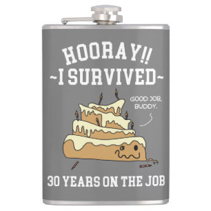 30 Years on the Job 30th Employee Anniversary Hip Flask