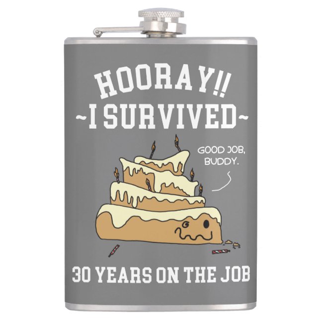 30 Years on the Job 30th Employee Anniversary Hip Flask (Front)