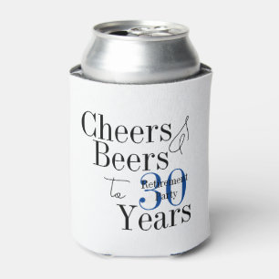 30 Years Retirement Cheers Beers Blue Party Favour Can Cooler