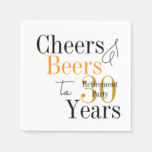 30 Years Retirement Cheers Beers Minimal Party Napkin