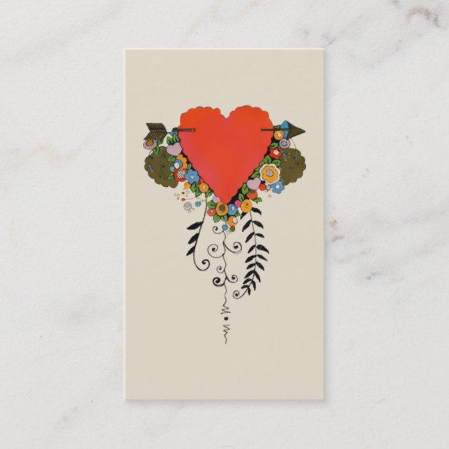 30s Valentine Heart in Red Business Card (Front)