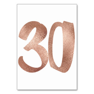 30Table Number White Metallic Pink Rose Gold Table Number