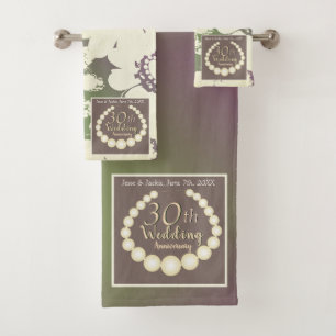30th/12th Pearl Anniversary Bath Towel Set