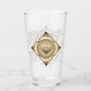 30th/12th Pearl & Green Wedding Anniversary Glass