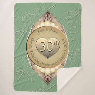 30th & 12th Pearl Wedding Anniversary Blanket