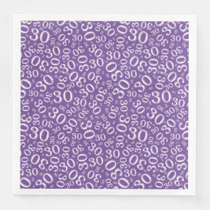 30th Age Random Number Pattern Purple/White Napkin