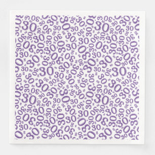 30th Age Random Number Pattern Purple/White Napkin
