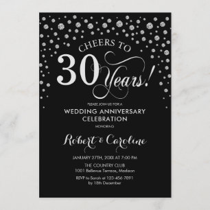30th Anniversary Celebration - Silver Black Invitation