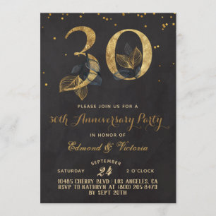 30th Anniversary Gold Floral Invitation