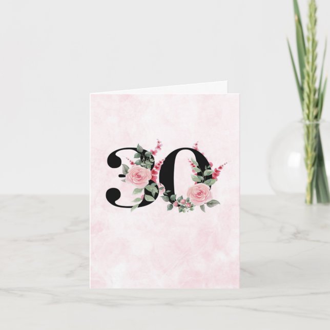 30th Anniversary Greeting Card - Floral Couple 30 (Front)