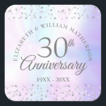 30th Anniversary Hearts Confetti Pearl Square Sticker<br><div class="desc">Designed to coordinate with our 30th Anniversary Hearts Confetti Pearl collection. Featuring delicate hearts confetti. Personalise with your special thirty years pearl anniversary information in chic typography on a pearl background. Designed by Thisisnotme©</div>