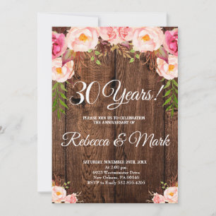 30th Anniversary invitation, Wedding Anniversary Invitation
