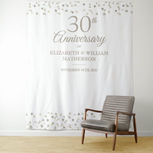 30th Anniversary Love Hearts Photo Booth Backdrop Tapestry