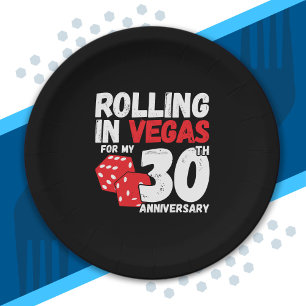 30th Anniversary Married 30 Years Las Vegas Trip Paper Plate
