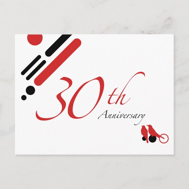 30th Anniversary (mod birds) Postcard (Front)