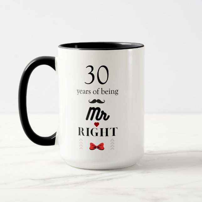 30th Anniversary Mr Right & Mrs Always Right  Mug (Left)