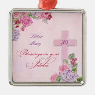 30th Anniversary of Religious Life Catholic Nun Metal Tree Decoration