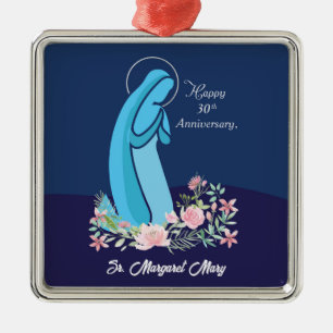 30th Anniversary of Religious Life Nun Pink Flower Metal Tree Decoration